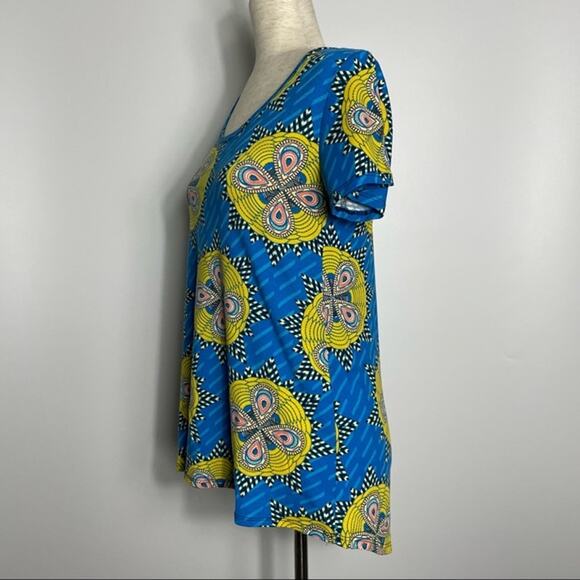Lularoe Classic T Womens Top Butterfly Abstract Blue Yellow XXS - Picture 6 of 11